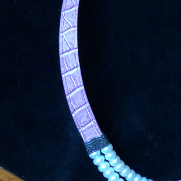 Leather & Freshwater Pearl Choker & Bracelet - Picture 4 of 8